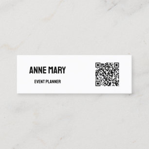 Carte De Visite Mini Noir Blanc moderne Code QR Mariage Planificateur d