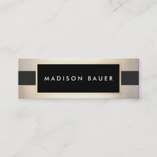 Carte De Visite Mini Noir chic moderne rayé et or FAUX Foil 2