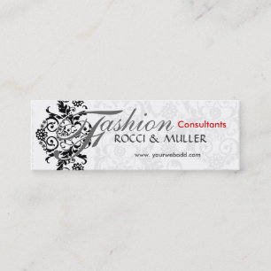 Carte De Visite Mini Noir et blanc floral de damassé