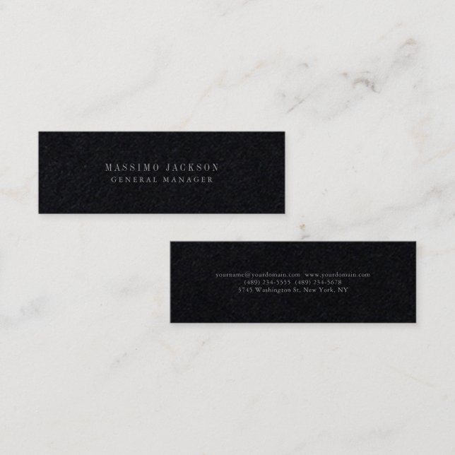 Carte De Visite Mini Noir Premium Professionnel Slim Simple (Devant / Derrière)