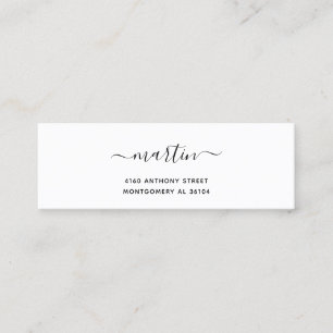 Carte De Visite Mini Nom manuscrit moderne et adresse de retour 08e.