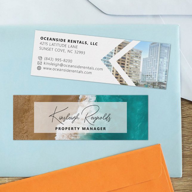 Carte De Visite Mini Ocean / Beach Location Manager Photo personnalisée (Créateur téléchargé)