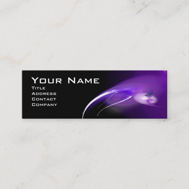 Carte De Visite Mini Oiseau clair monogramme violet noir vibrant (Devant)