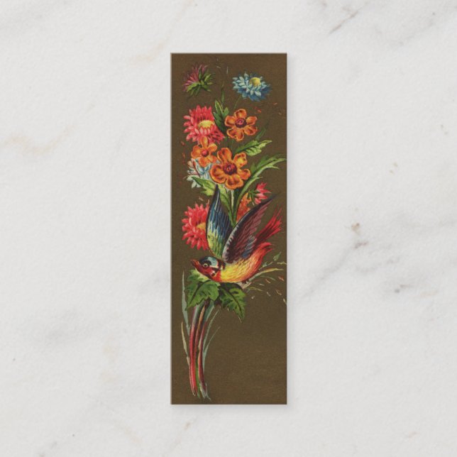 Carte De Visite Mini Oiseau et fleurs assorties victoriens (Devant)
