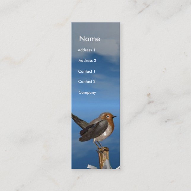 CARTE DE VISITE MINI OISEAUX HYPER / MONOGRAMME ROBINE ROUGE (Devant)