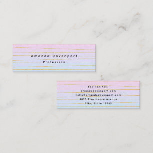 Carte De Visite Mini Ombre bleu rose avec lignes or minces