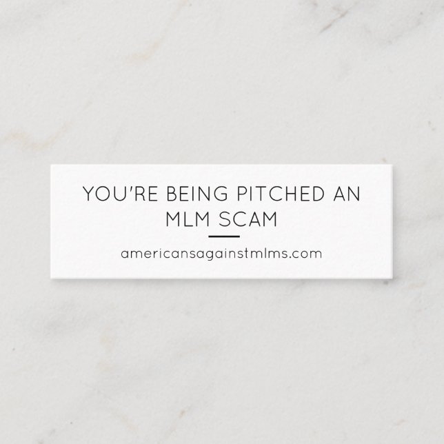 Carte De Visite Mini On vous lance une arnaque de MLM - petit (Devant)