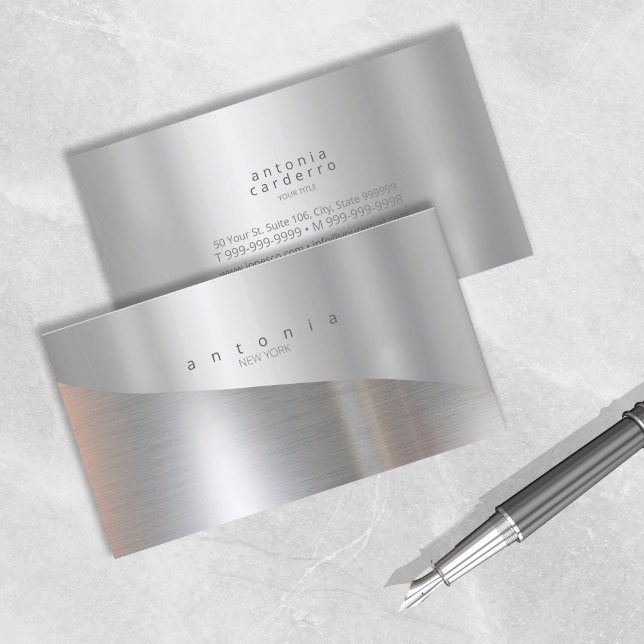 Carte De Visite Mini-onde métallique double ton en argent ID805 (Créateur téléchargé)