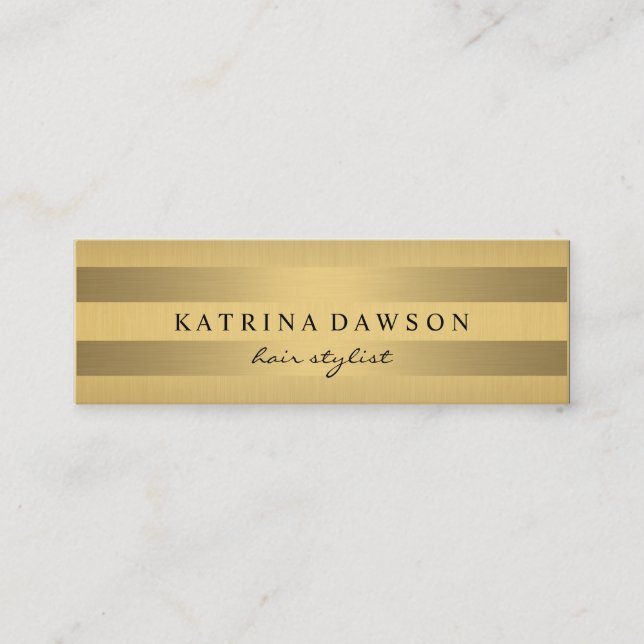 Carte De Visite Mini Or métallique chic avec des rayures subtiles (Devant)