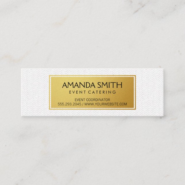 Carte De Visite Mini Or métallique élégant avec Motif ondulé subtil (Devant)