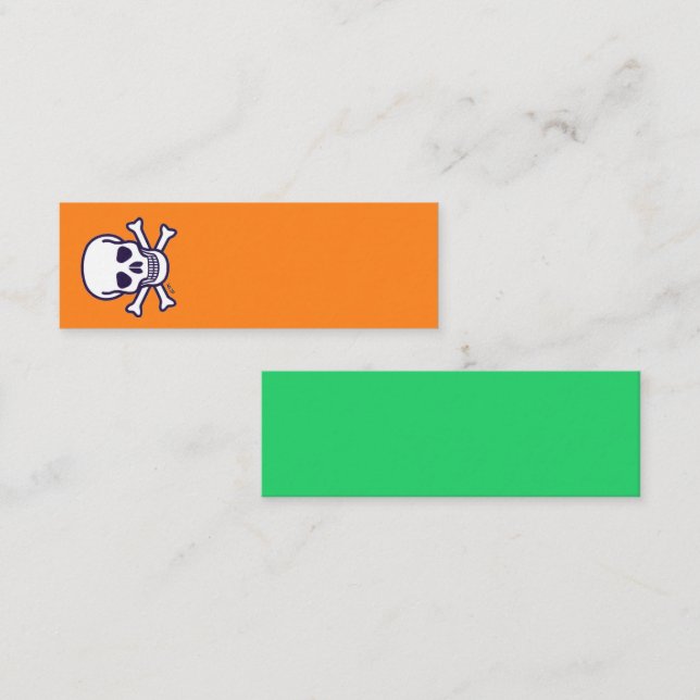 Carte de visite mini orange vert Skull n Bones ver (Devant / Derrière)