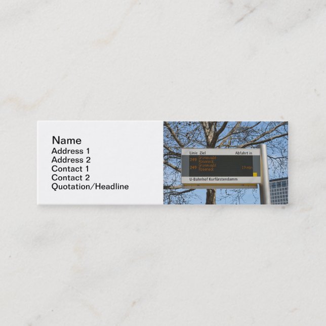 Carte De Visite Mini Panneau d'arrêt de bus à Berlin (Devant)