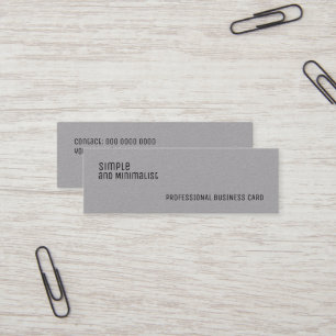 Carte De Visite Mini Papier gris mince minimaliste