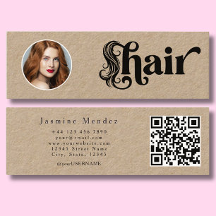 Carte De Visite Mini Papier Kraft Neutre Coiffeur Bio Photo Qr 