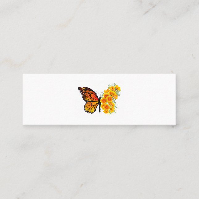 Carte De Visite Mini Papillon à fleurs avec Poppy de Californie jaune (Devant)