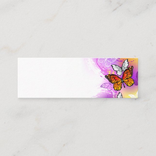 Carte De Visite Mini Papillons monarques sur fond violet (Devant)