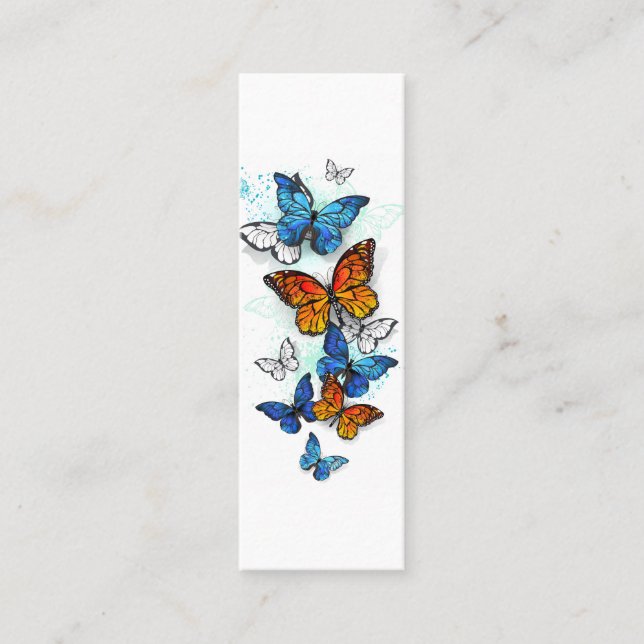 Carte De Visite Mini Papillons volants Morpho et Monarch (Devant)
