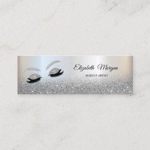 Carte De Visite Mini Parties scintillant Argent Ombre Élégant Faux Lash