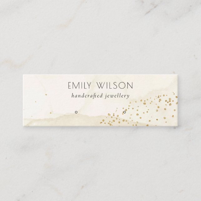 Carte De Visite Mini Parties scintillant beige Aquarelle Or Écran d'ore (Devant)