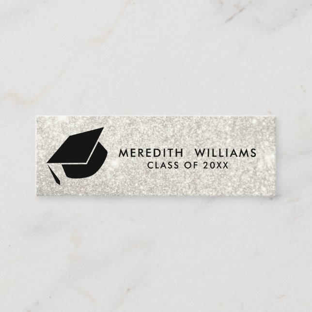 Carte De Visite Mini Parties scintillant blanche Grad Casquette Grad Gr (Devant)