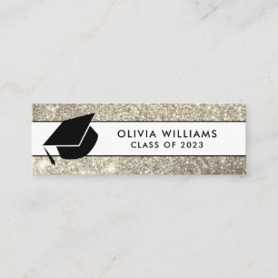 Carte De Visite Mini Parties scintillant d'or blanc Grad Casquette Grad