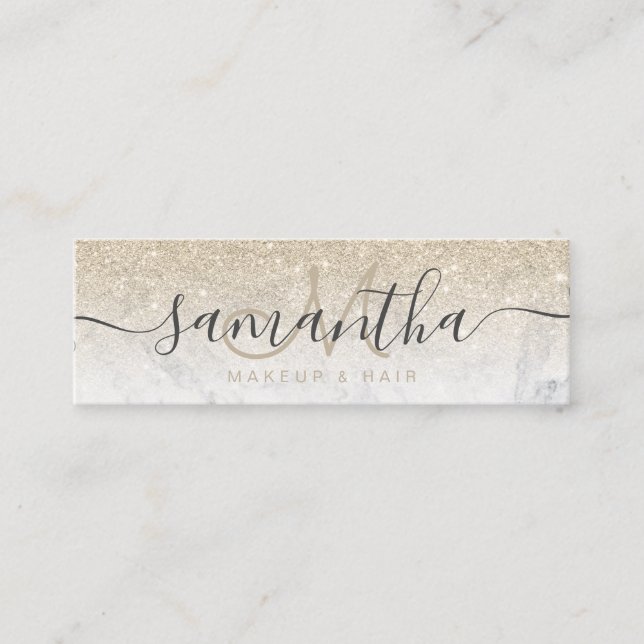 Carte De Visite Mini parties scintillant dorée claire moderne cheveux e (Devant)