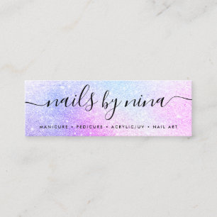 Carte De Visite Mini parties scintillant rose holographique signature d