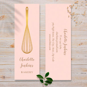 Carte De Visite Mini Pâtisserie Chef Blush Pink Gold Whisk
