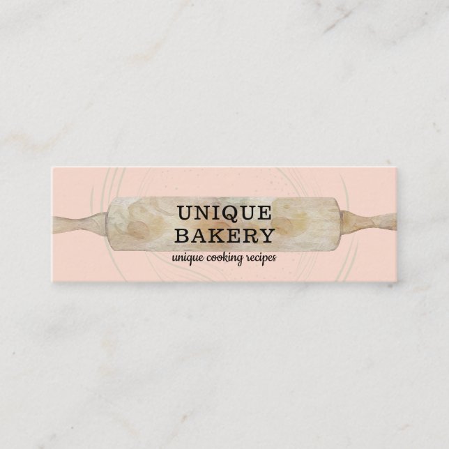 Carte De Visite Mini Pâtisserie Élégante Professionnelle Rouleau à Pâti (Devant)