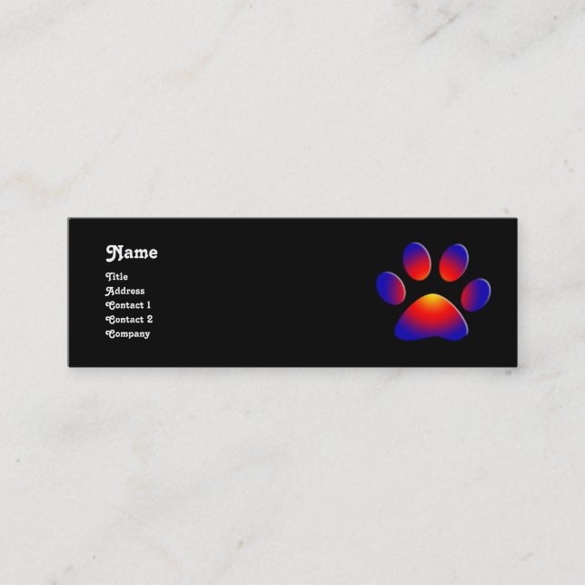 Carte De Visite Mini PAW COLORÉ, noir (Devant)