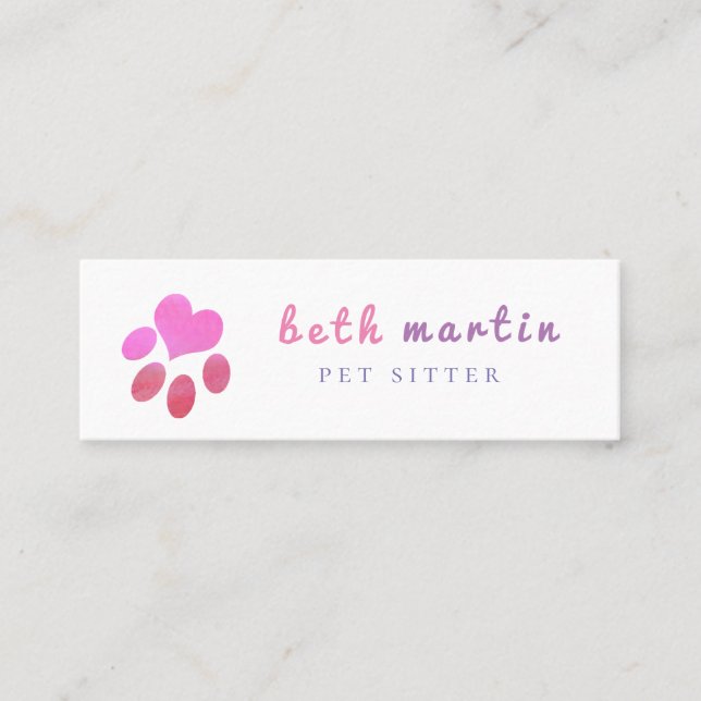 Carte De Visite Mini Pawsitively Pink Paw Heart (Devant)