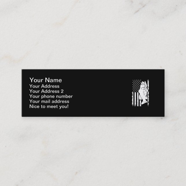 Carte De Visite Mini Pêche Basse poisson USA (Devant)