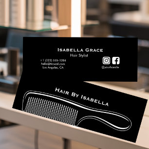 Carte De Visite Mini Peigne de coiffeur moderne noir branding salon de