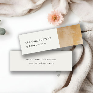 Carte De Visite Mini Peinture à l'huile d'or beige peinte artistique cl