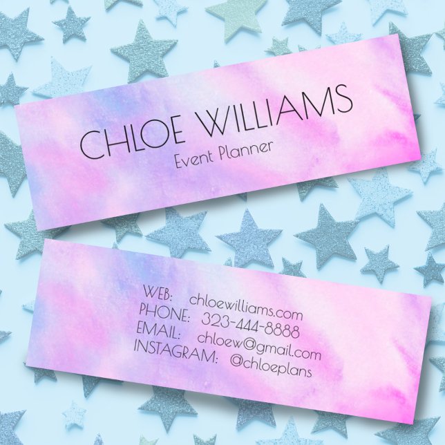 Carte De Visite Mini Peinture violet souple Aquarelle Abstraite brosse (Soft purple watercolor background on these custom mini business cards)