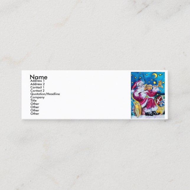 CARTE DE VISITE MINI PÈRE NOËL INSPIRÉ JOUER AU VIOLIN (Devant)