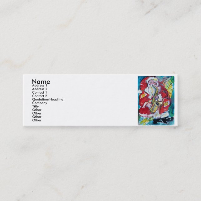 CARTE DE VISITE MINI PÈRE NOËL & SAX, PARTI NOËL (Devant)