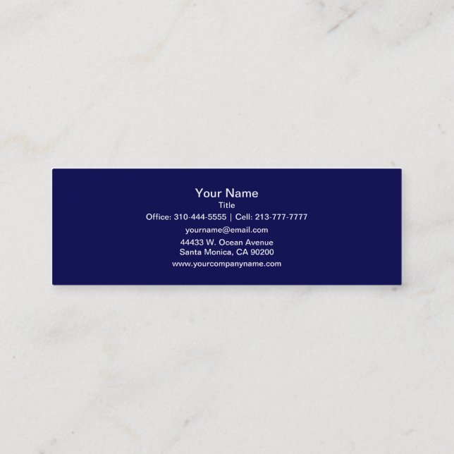 Carte De Visite Mini Personnaliser bleu bleu couleur solide marine (Dos)