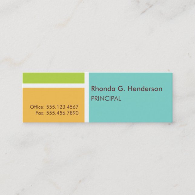 Carte De Visite Mini Petit bloc de couleur moderne turquoise profession (Devant)