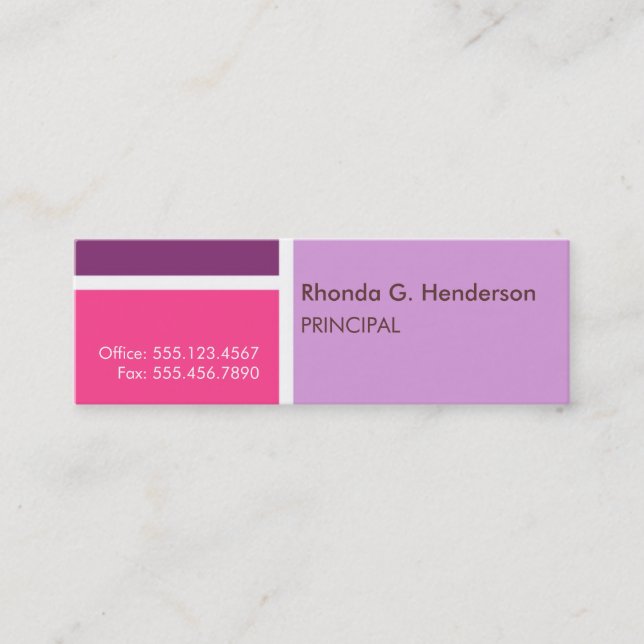 Carte De Visite Mini Petit bloc de couleur moderne violet professionnel (Devant)
