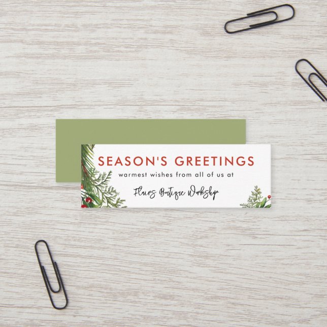 Carte De Visite Mini Petit Couronne de Noël pour Entreprise (Devant/Arrière en situation)
