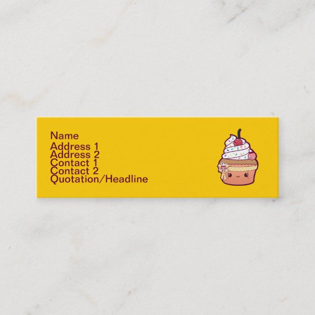 Carte De Visite Mini Petit gâteau de vanille de cerise (Devant)