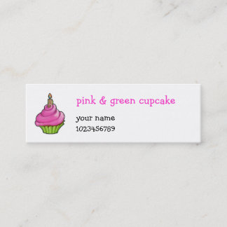 Carte De Visite Mini Petit gâteau rose et vert