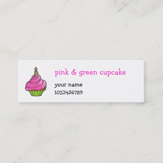 Carte De Visite Mini Petit gâteau rose et vert (Devant)