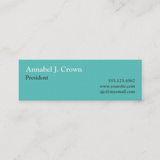 Carte De Visite Mini Petit logo de société turquoise solide traditionne (Devant)