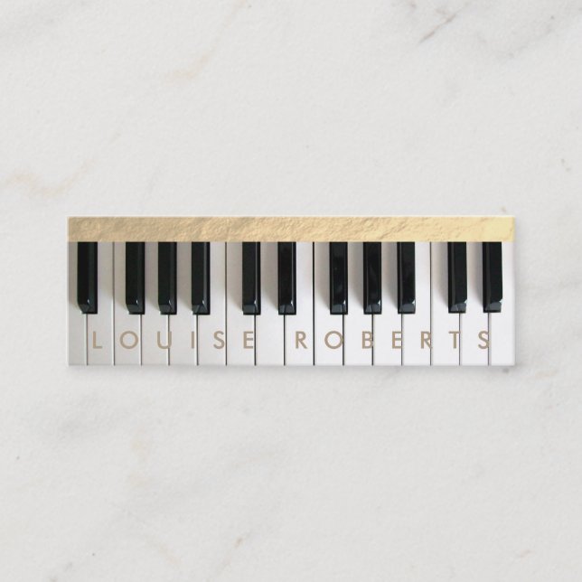 Carte De Visite Mini petite musique de piano mince (Devant)