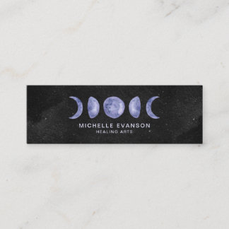 Carte De Visite Mini Phases de la lune d'aquarelle pourpre Bohème