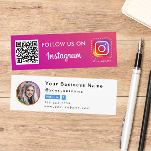 Carte De Visite Mini Photo Instagram Professionnel Suivez-Moi Qr Code