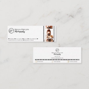 Carte De Visite Mini Photographie de votre logo noir et blanc minimalis