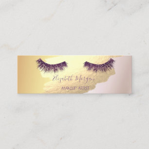 Carte De Visite Mini Pinceau de Touche de Feuille D'Or Tendance, Cils P